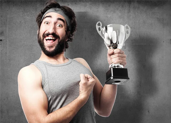 Sportsman with winner cup — Stock Photo, Image