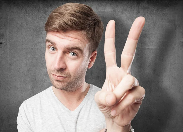 Blond man hand numbers — Stock Photo, Image