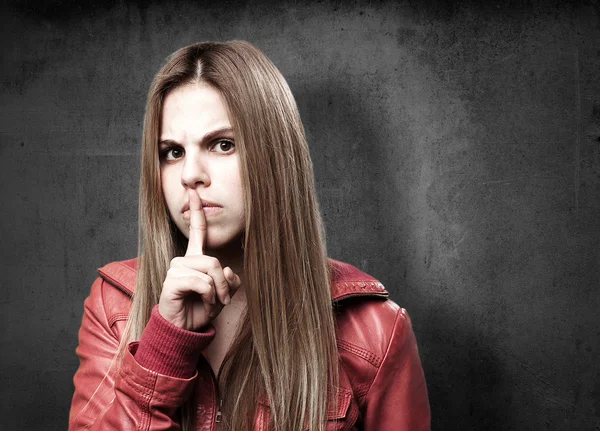 Blond woman silence — Stock Photo, Image