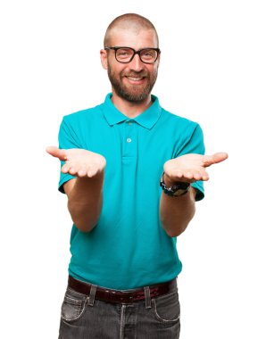 happy young man showing gesture clipart