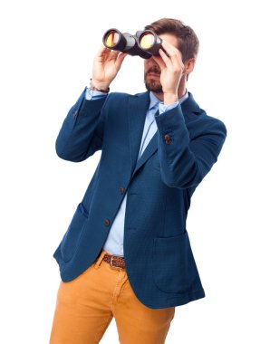  businessman looking for with binoculars clipart