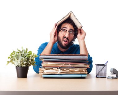 dosyaları ile sıkıcı iş adamı