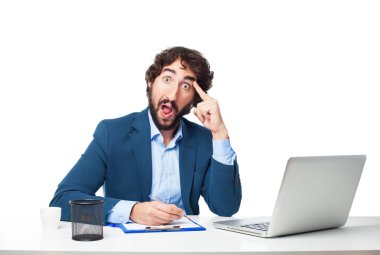  defter ve laptop ile işadamı