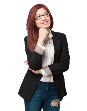 şüphe mutlu Çinli kadın