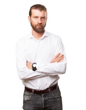 mutlu genç adam konsantre