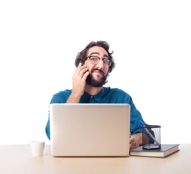 işadamı dizüstü bilgisayar ve telefon