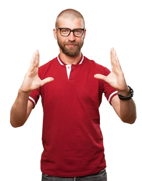 Young man show gesture — Stock Photo, Image