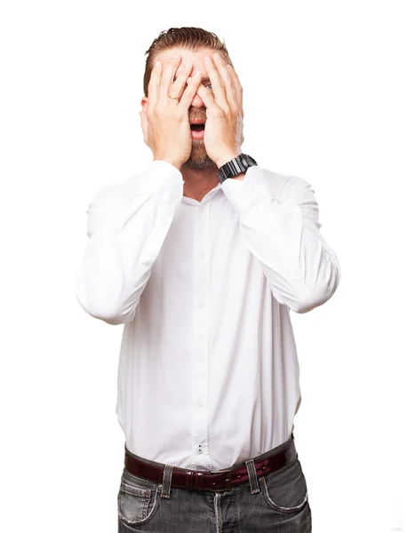 Worried young man covering face — Stock Photo, Image