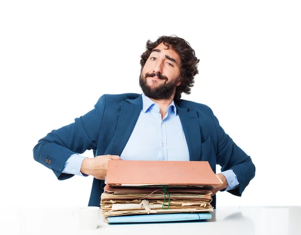 Businessman with files challenge concept — Stock Photo, Image