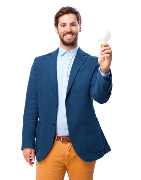 Angry businessman with light bulb — Stock Photo, Image