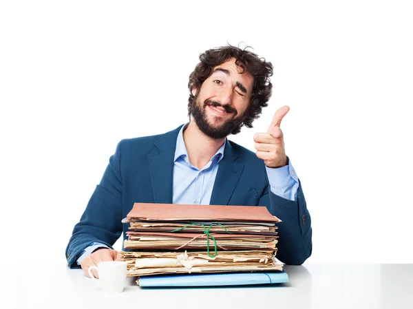 Businessman with files okay concept — Stock Photo, Image