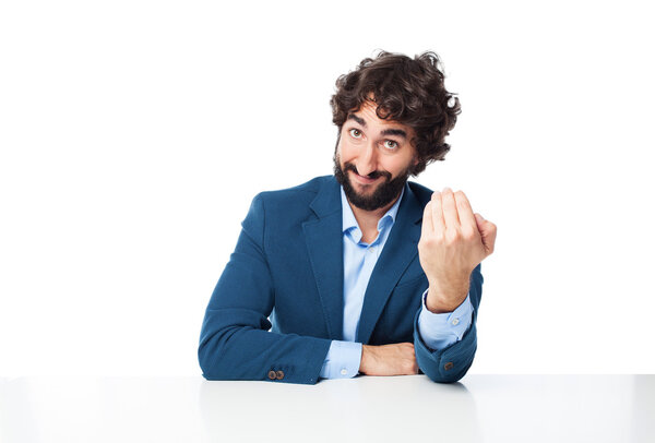 happy businessman come here concept