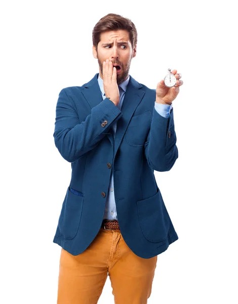 Hombre de negocios feliz con cronómetro — Foto de Stock