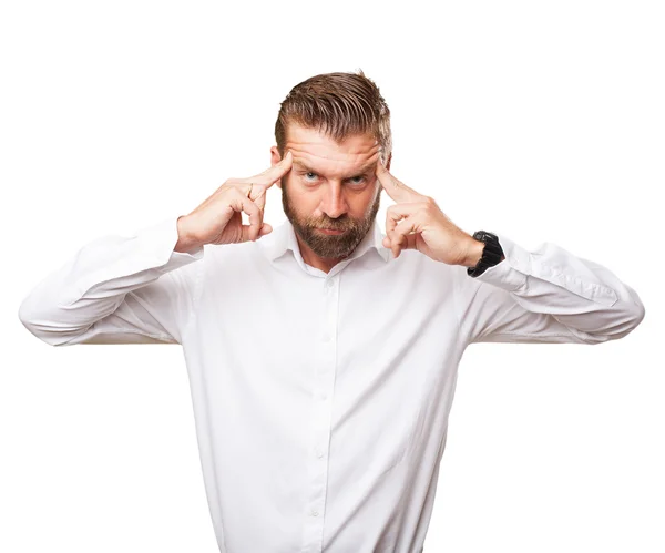 Happy young man concentrated — Stock Photo, Image