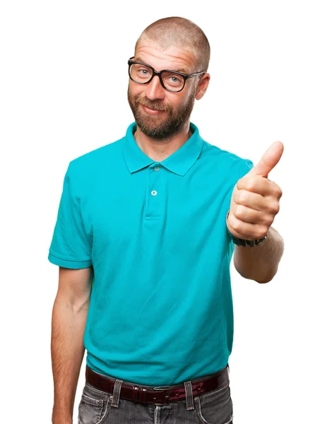 Jovem feliz ok gesto — Fotografia de Stock