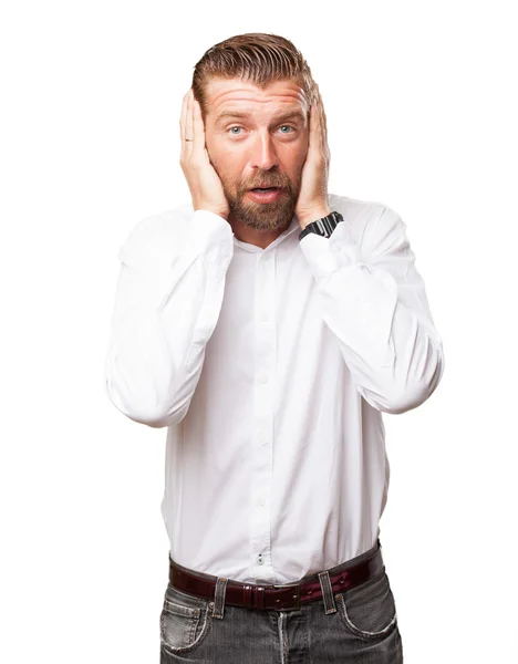 Sad young man frightened — Stock Photo, Image