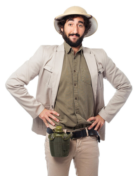 crazy proud explorer man 