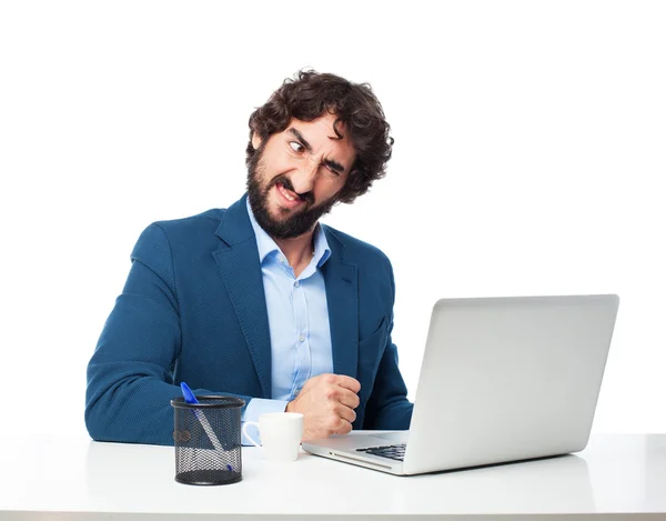 Homem de negócios irritado com laptop — Fotografia de Stock