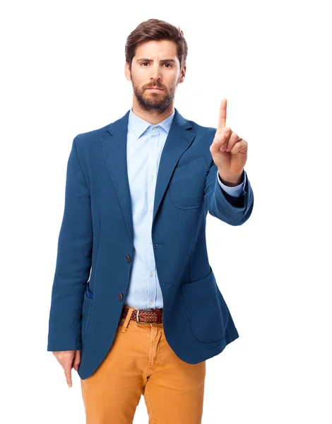 Happy businessman pointing up — Stock Photo, Image