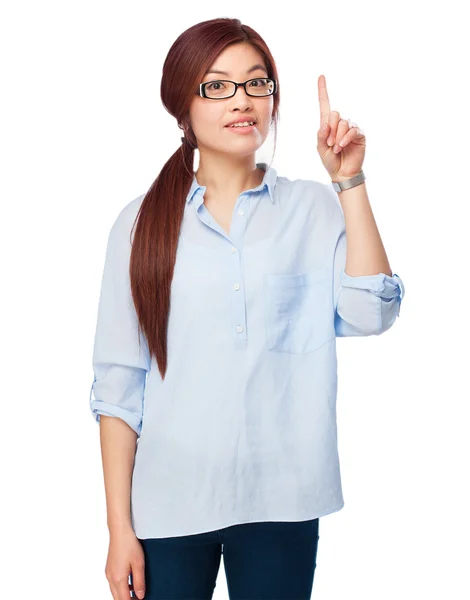 Mulher chinesa número um sinal — Fotografia de Stock
