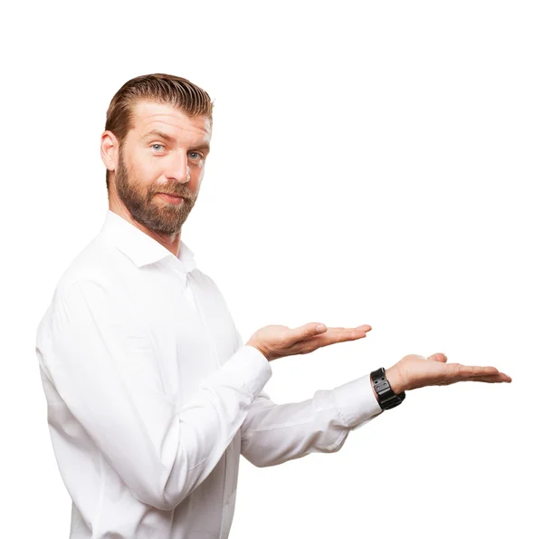 Happy young man showing gesture — Stock Photo, Image