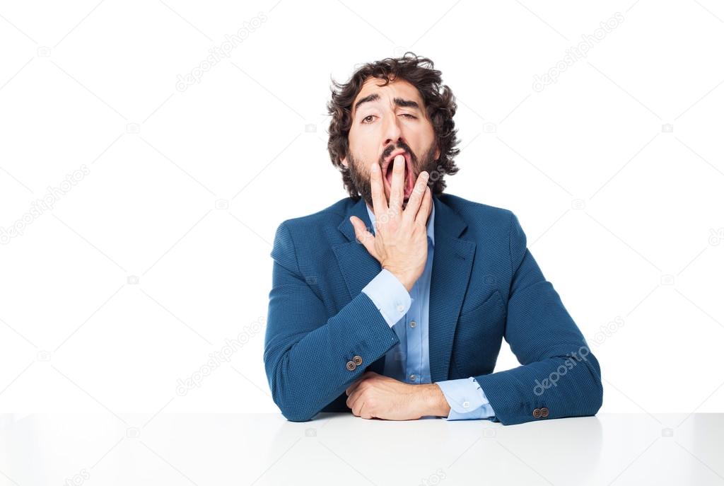 boring businessman yawning