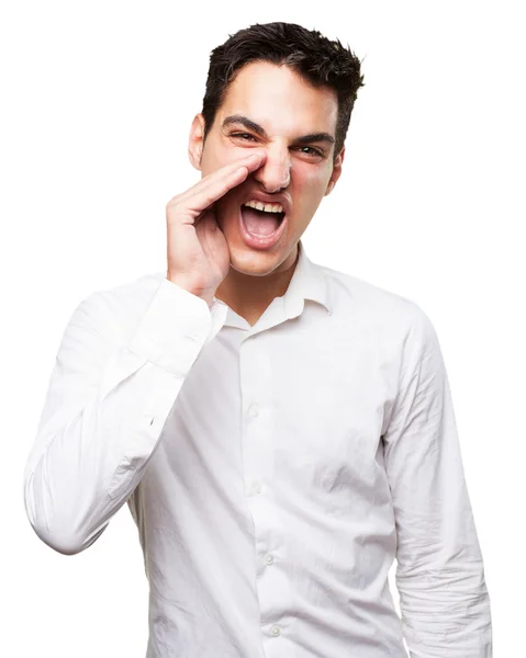 Jeune homme en colère criant — Photo