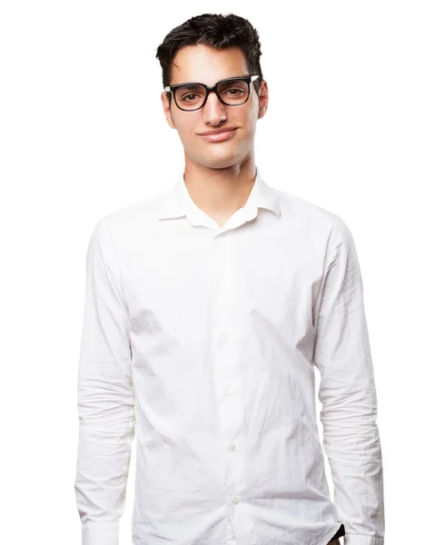 Proud young man with eyeglasses — Stock Photo, Image