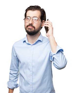 mobile ile mutlu genç adam