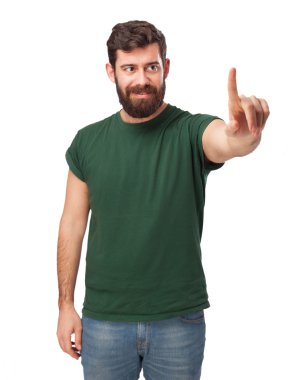 mutlu genç adam işaretçi açık