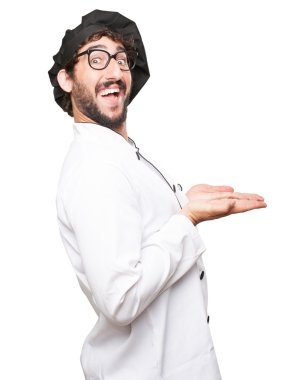 mutlu aşçı adam gösteren jest