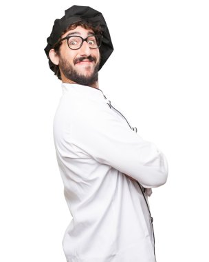 mutlu aşçı adam gurur pozu