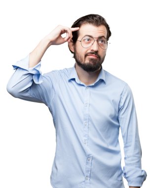 Mutlu genç adam düşünme