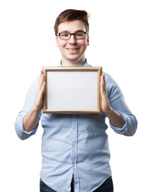 retro çerçeve ile mutlu genç adam