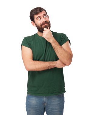 Mutlu genç adam düşünme