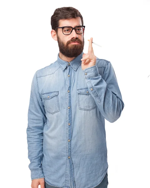 Joven feliz con cigarro — Foto de Stock