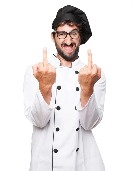 Cozinheiro zangado homem discordo sinal — Fotografia de Stock