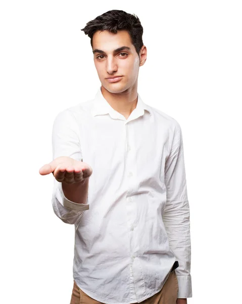 Happy young man showing gesture — Stock Photo, Image