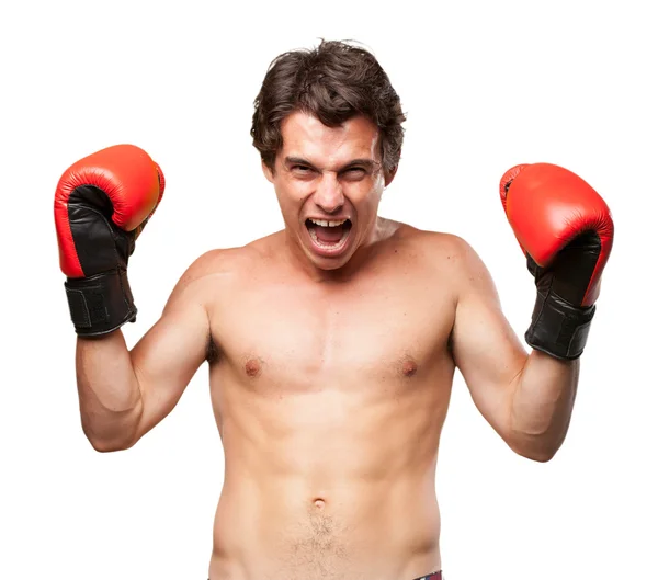 Strong young man boxing — Stock Photo, Image