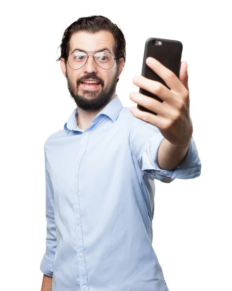 Mutlu genç adam selfie — Stok fotoğraf