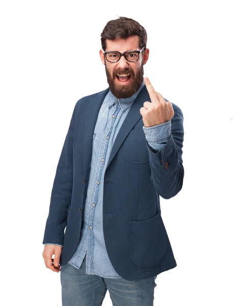 Angry businessman with disagree sign — Stock Photo, Image
