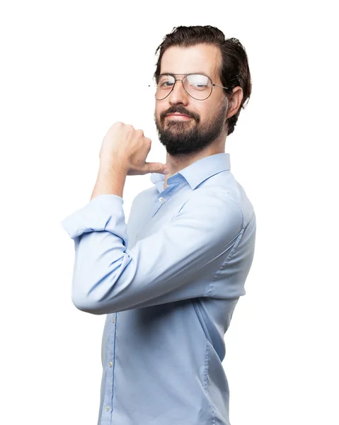 Proud young man challenge sign — Stock Photo, Image