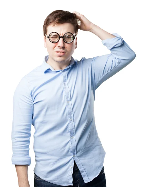 Crazy young man thinking — Stock Photo, Image