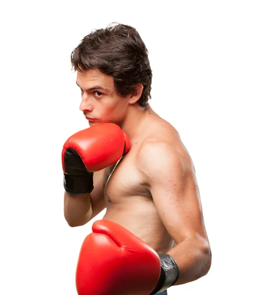 Stark ung man boxning — Stockfoto