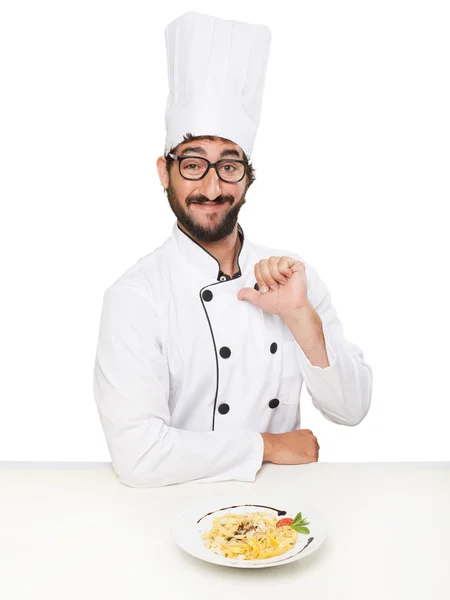 Orgulloso cocinero con pasta — Foto de Stock