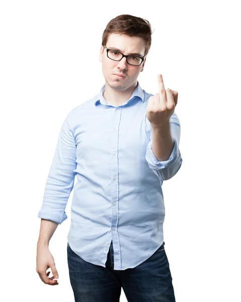 Angry young man with disagree sign Royalty Free Stock Images