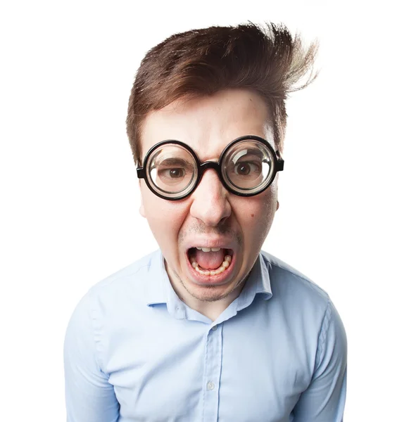 Angry young man shouting Stock Photo