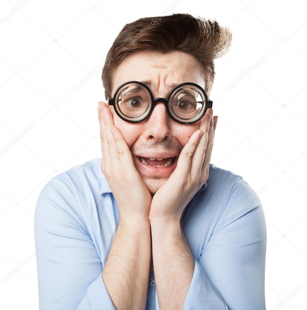 scared young man in worried pose