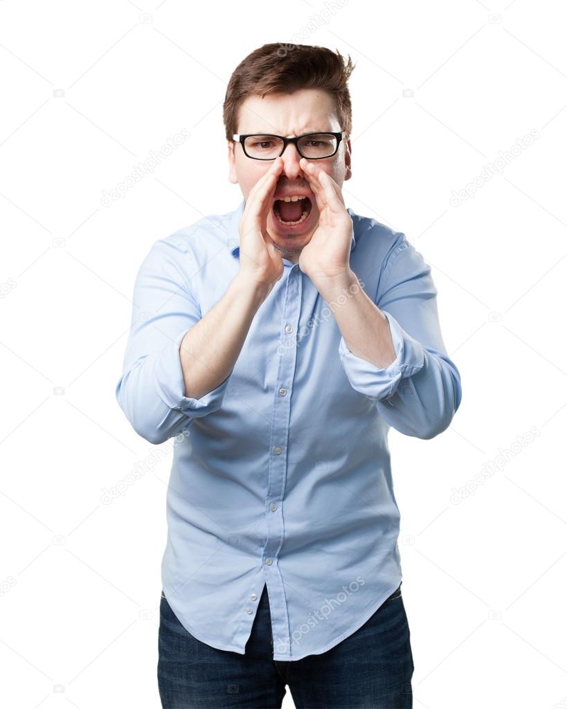 angry young man shouting