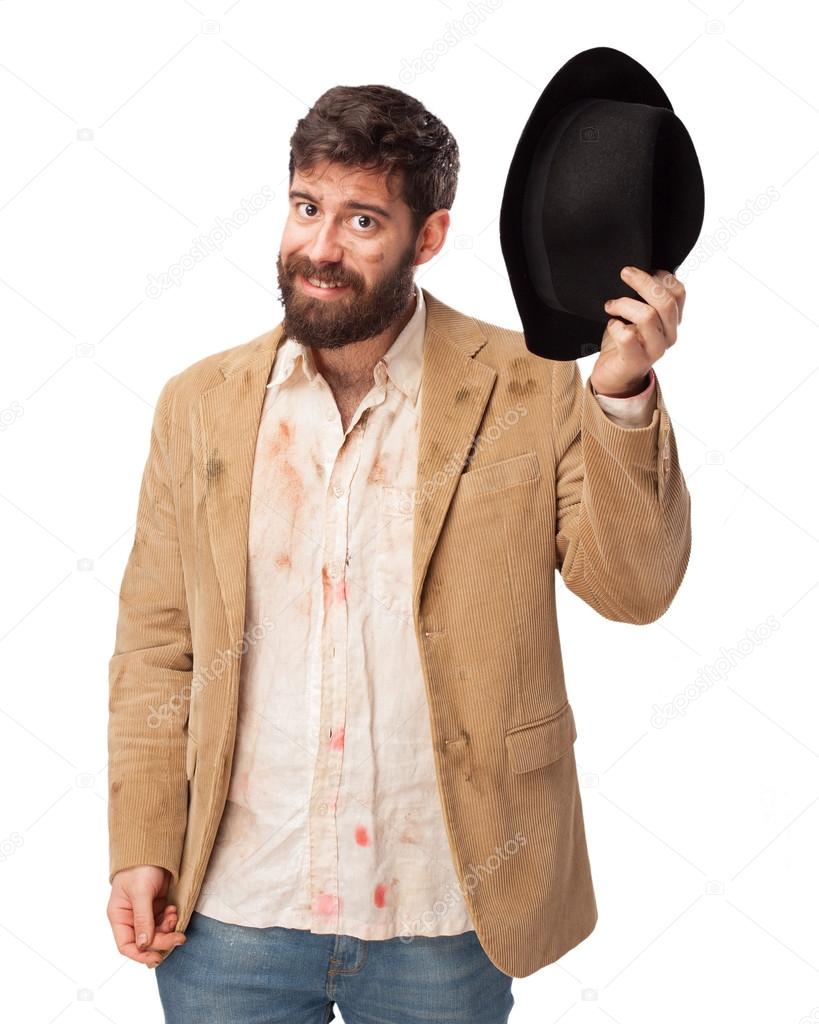 Happy homeless man smiling Stock Photo by ©kues 83239822